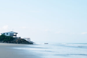 Playa Punta Bikini, facing south at low tide. Playa Punta Bikini, facing south at low tide.